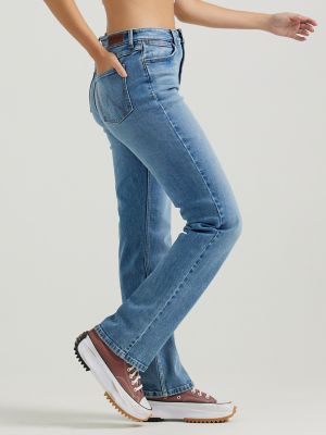 Slim Straight High Ankle Jeans - Denim blue - Ladies