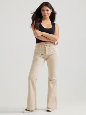 Pantalon Cargo Flare Femme Beige