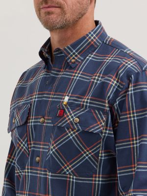 Wrangler® RIGGS Workwear® Long Sleeve Plaid Work Shirt in Blue Plaid alternative view 2