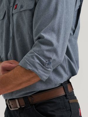 Wrangler&reg; RIGGS Workwear&reg; Long Sleeve Vented Solid Work Shirt in Blue Nights Heather alternative view 8