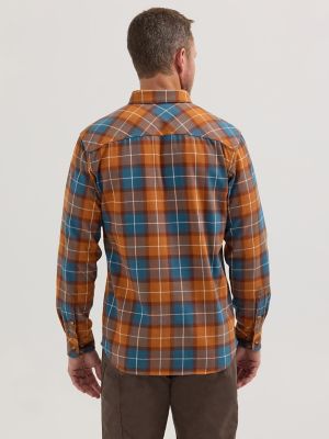 Wrangler® RIGGS Workwear® Lightweight Flannel Plaid Work Shirt in Red Plaid