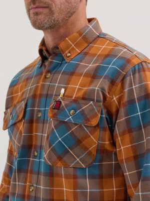 Wrangler® RIGGS Workwear® Lightweight Flannel Plaid Work Shirt in Red Plaid
