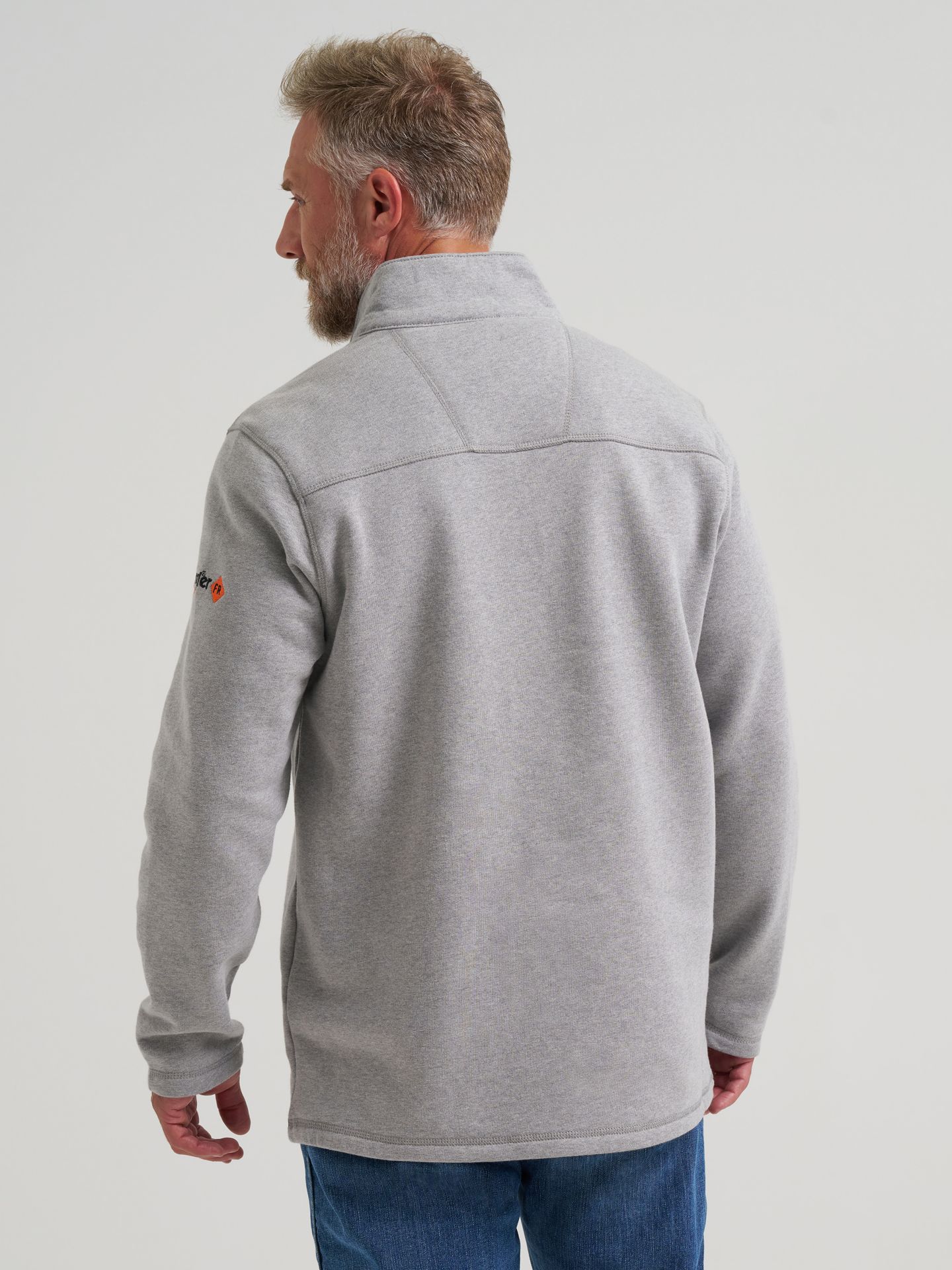 Мужской свитер Wrangler FR Flame-Resistant Quarter Zip Pullover, цвет: Серый меланжевый — фото 3