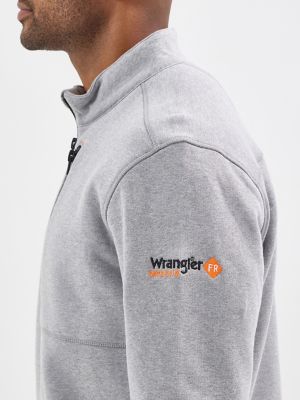 Wrangler® FR Flame Resistant Quarter Zip Pullover in Grey Heather