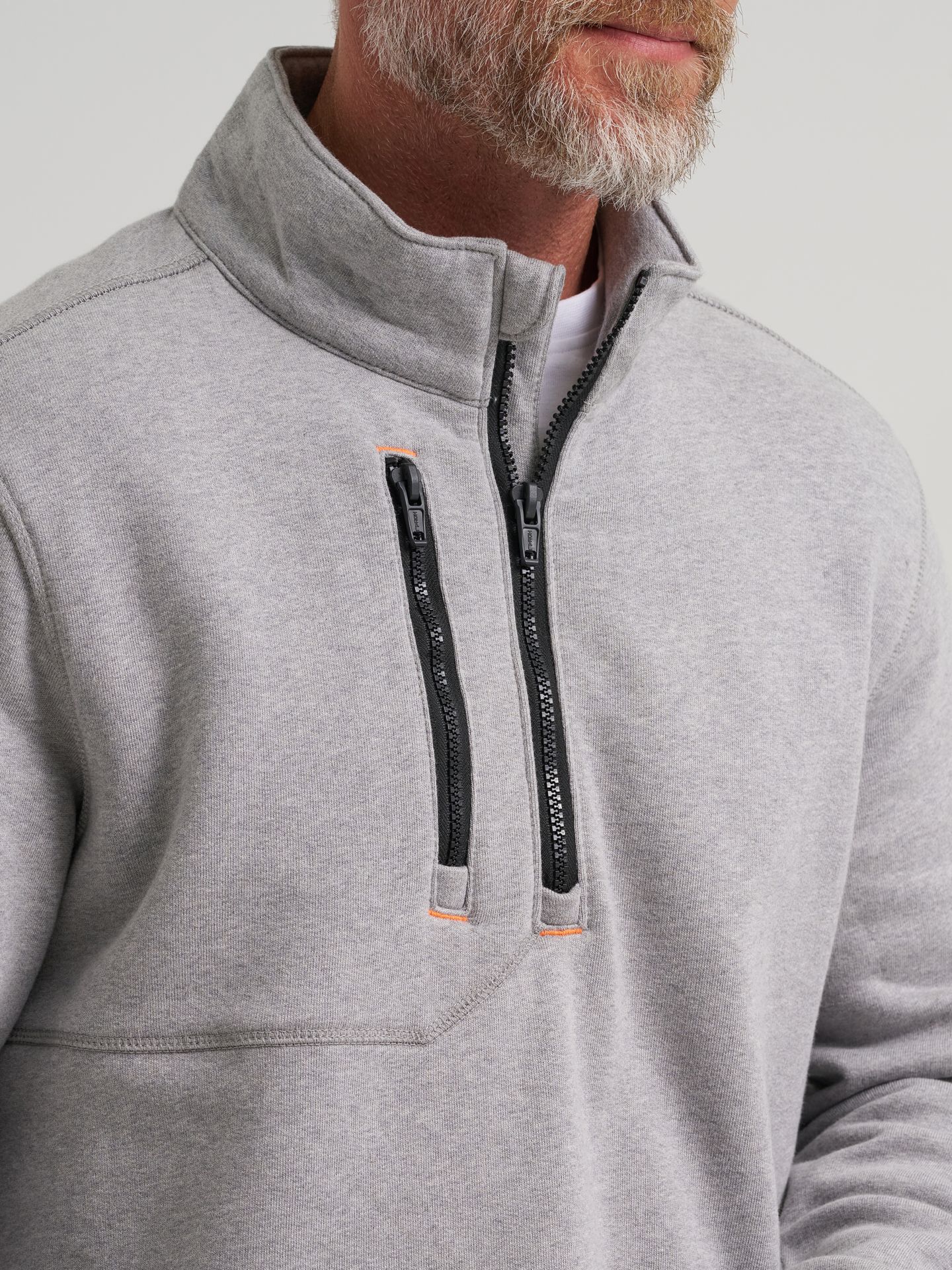 Мужской свитер Wrangler FR Flame-Resistant Quarter Zip Pullover, цвет: Серый меланжевый — фото 4