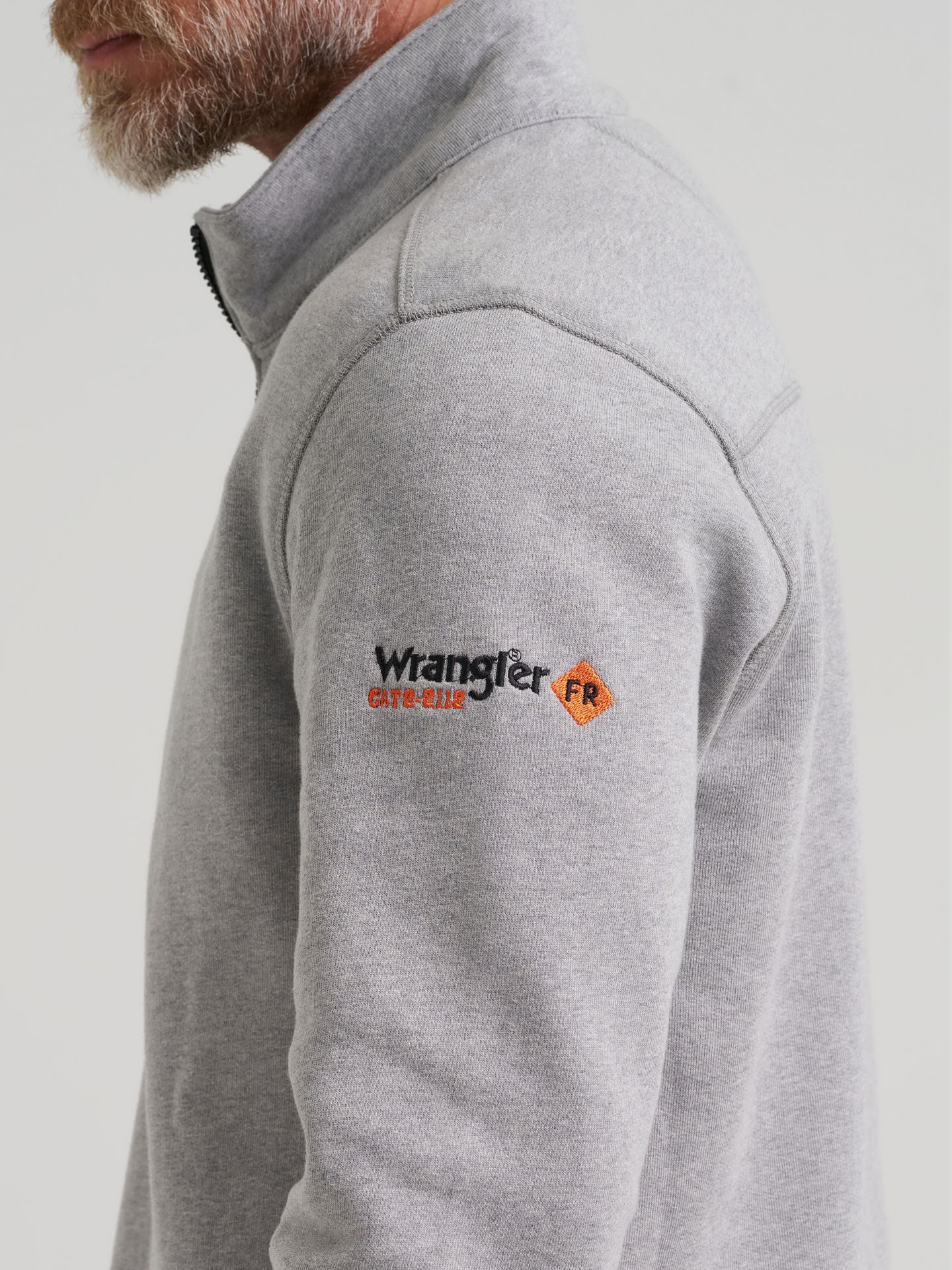 Мужской свитер Wrangler FR Flame-Resistant Quarter Zip Pullover, цвет: Серый меланжевый — фото 5