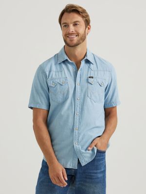 Wrangler short store sleeve denim shirt