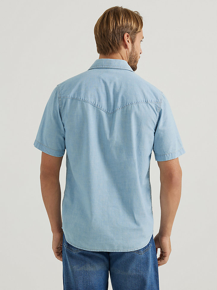Men's Sawtooth Pocket Denim Shirt in Light Vintage Wash