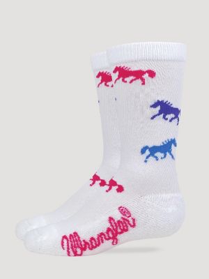Kid's Horses Crew Ultra-Dri Socks in White