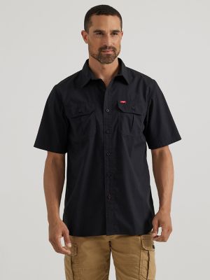 Men's Relaxed Stretch Poplin Shirt in Jet Black