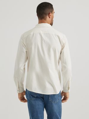 Men’s Wrangler® Long Sleeve Twill/Denim Shirt in Rinse