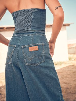 DYNAMITE Denim Jumpsuit Large Retro Overalls Dress Dungarees