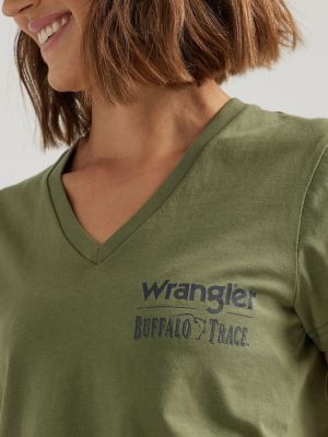 Wrangler x Buffalo Trace™ Women's V-Neck Tee in Kentucky Green