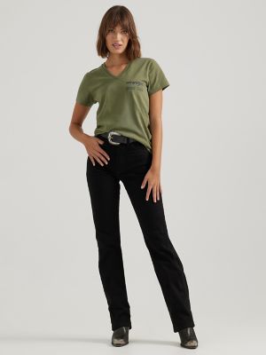 Wrangler x Buffalo Trace™ Women's V-Neck Tee in Kentucky Green