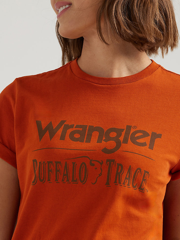 Wrangler x Buffalo Trace™ Women's Logo Tee in Distillers Red alternative view 3
