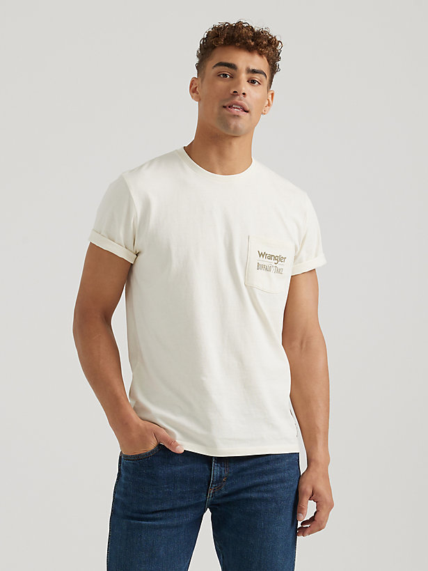 Wrangler x Buffalo Trace™ Men's Pocket T-Shirt in Vanilla