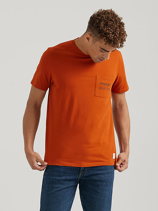 Wrangler x Buffalo Trace™ Men's Pocket T-Shirt in Distillers Red