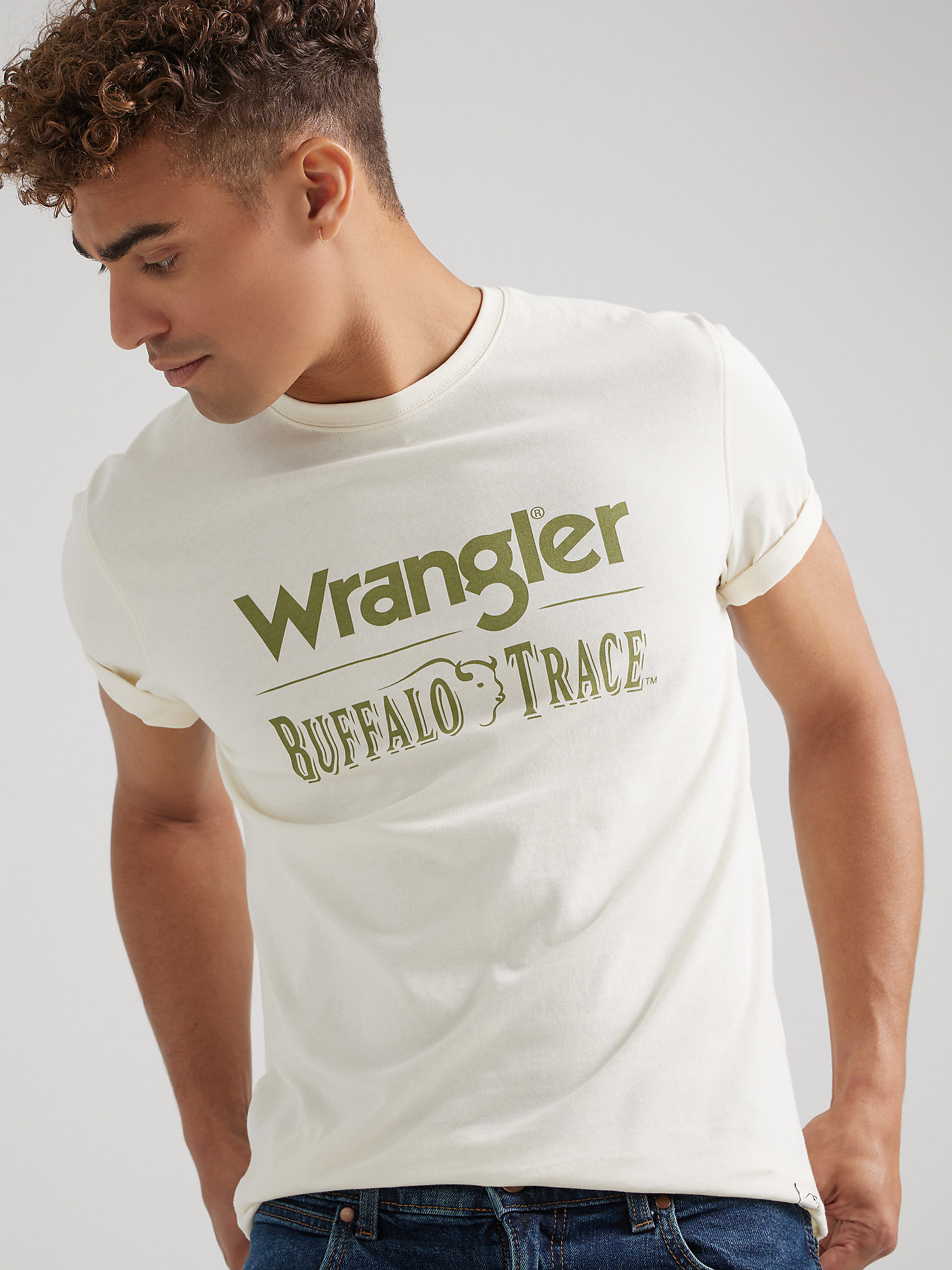 Wrangler x Buffalo Trace™ Men's Logo T-Shirt in Vanilla alternative view 3