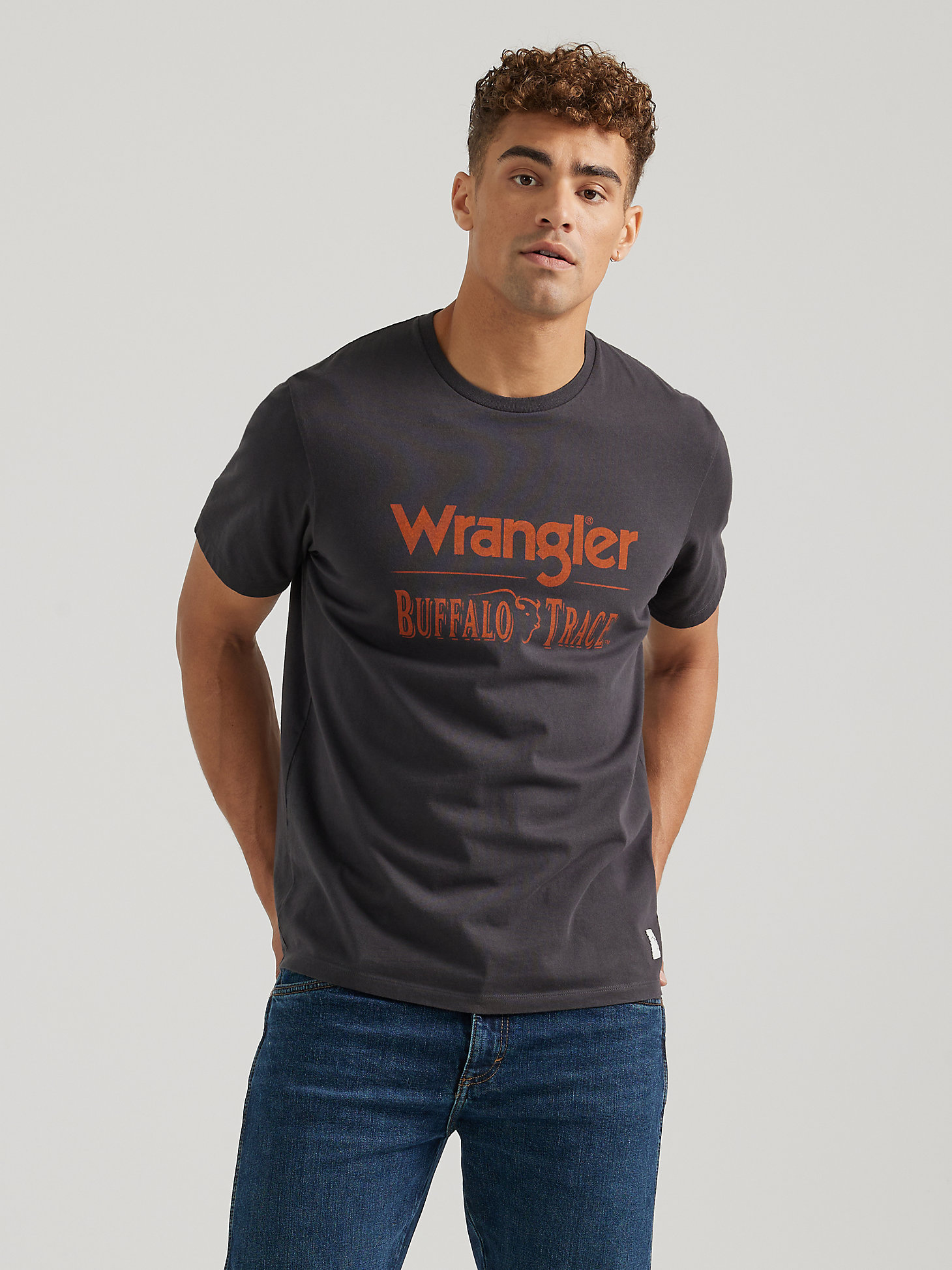 Wrangler x Buffalo Trace™ Men's Logo T-Shirt in Dark Grey alternative view 5