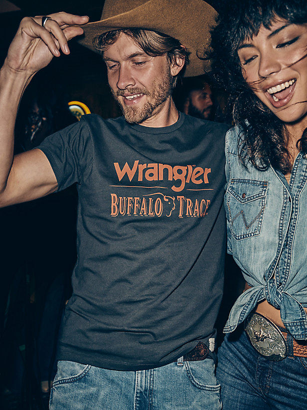 Wrangler x Buffalo Trace™ Men's Logo T-Shirt in Dark Grey