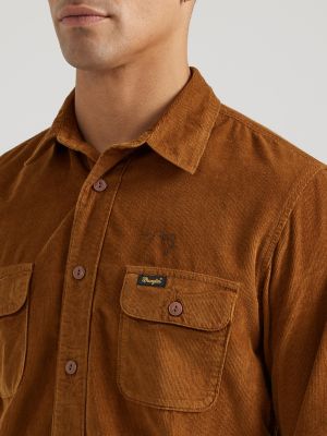 slim solid stretch corduroy shirt