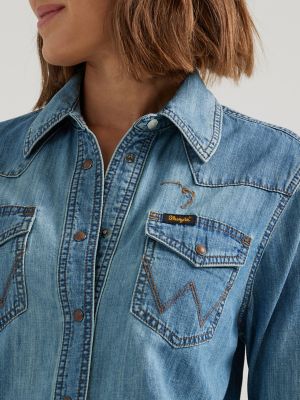 Wrangler x Buffalo Trace™ Women's Revival Shirt in Indigo alternative view