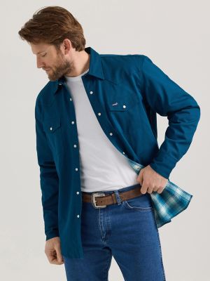 Men's Wrangler® Long Sleeve Flannel Lined Solid Work Shirt Men's