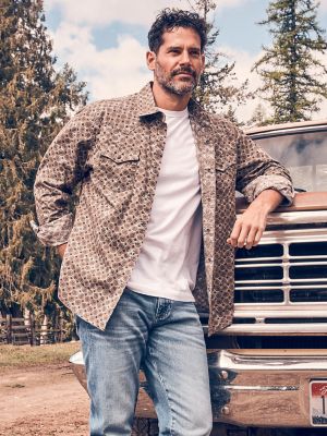 Men's Wrangler® Retro® Premium Long Sleeve Western Snap Printed Shirt |  SALE | Wrangler®