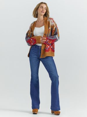 Women s Western Pattern Cardigan Sweater SALE Wrangler