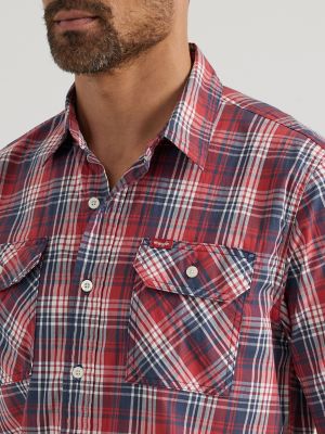 Men's Relaxed Stretch Poplin Plaid Shirt