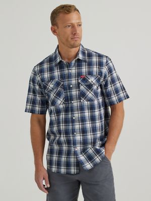 Wrangler MACW20B Mens Performance Long Sleeve Shirt Plaid Blue