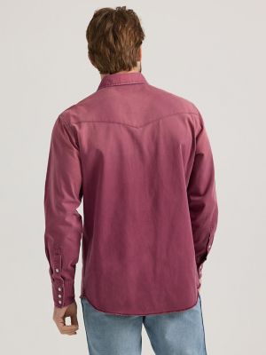 Vintage-Inspired Western Snap Workshirt in Burgundy