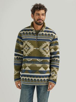 Men s Wrangler Heavyweight Quarter Zip Sherpa Pullover in Alpine