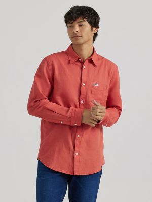 Red linen hot sale shirt