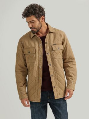 Men's Reversible Quilted Shirt Jacket in Clay