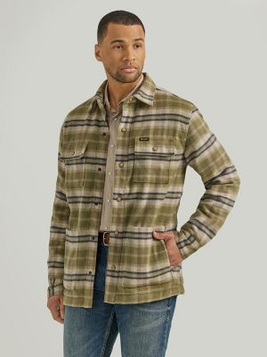 Men s Wrangler Quilt Lined Flannel Shirt Jacket in Birch