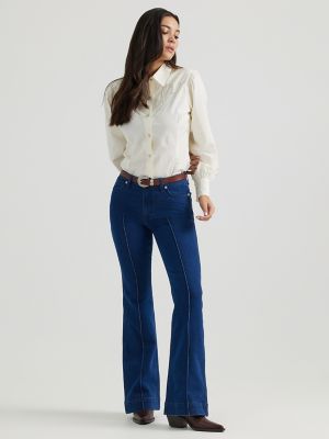 Wrangler® x Yellow Rose by Kendra Scott High Rise Trouser in Rinse Wash