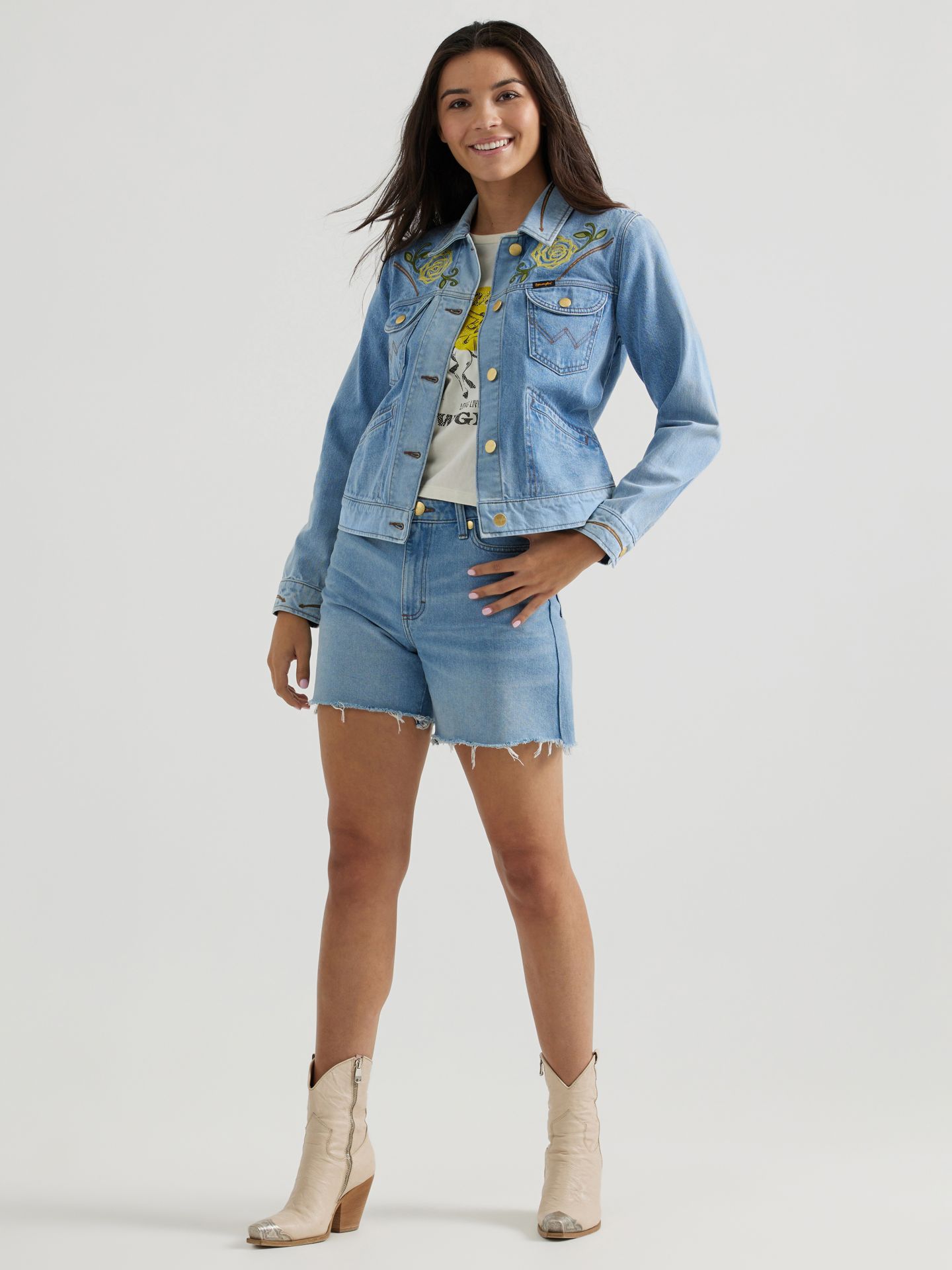 Женская куртка Wrangler x Yellow Rose by Kendra Scott Trucker, цвет: Sunfade — фото 3