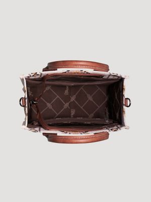 Brown Printed Bucket Bag Round Coin Purse Crossbody Chain Bags