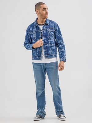 Wrangler® x Hot Wheels™ Men's Laser Logo Denim Jacket in Medium Blue Laser alternative view 7