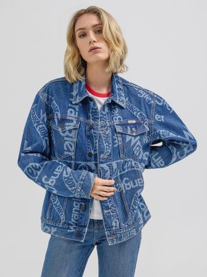 Wrangler® x Hot Wheels™ Men's Laser Logo Denim Jacket in Medium Blue Laser alternative view 8