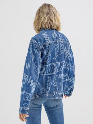 Wrangler® x Hot Wheels™ Men's Laser Logo Denim Jacket in Medium Blue Laser alternative view 9