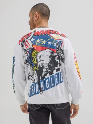 Wrangler® x Hot Wheels™ Men's Pullover Crew in Bright White alternative view 2