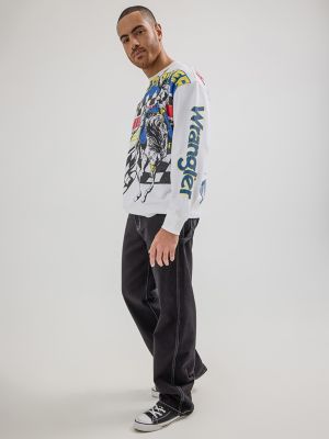 Wrangler® x Hot Wheels™ Men's Pullover Crew in Bright White alternative view 4