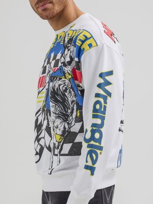Wrangler® x Hot Wheels™ Men's Pullover Crew in Bright White alternative view 6