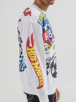 Wrangler® x Hot Wheels™ Men's Pullover Crew in Bright White alternative view 9