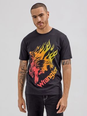 Wrangler® x Hot Wheels™ Men's Flaming Bronco T-Shirt in Black Beauty alternative view 5