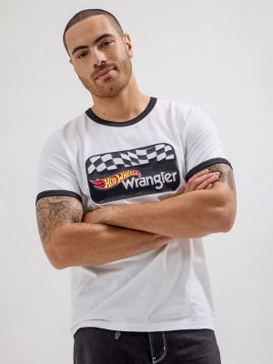 Wrangler x Hot Wheels Men's Logo Ringer T-Shirt in Bright White