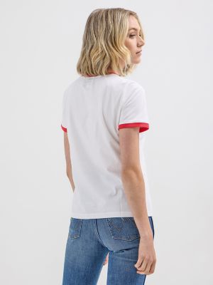 Wrangler® x Hot Wheels™ Women's Logo Ringer Tee in Bright White alternative view 2