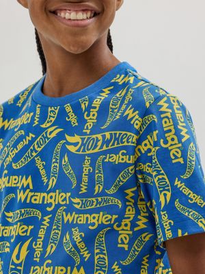 Wrangler® x Hot Wheels™ Boy's Logo T-Shirt in Blue alternative view 2